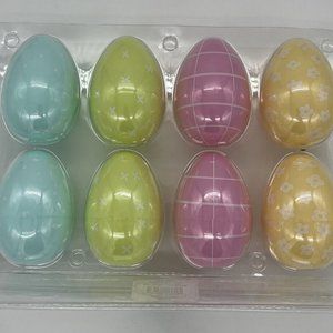 Spritz Plastic Easter 3" Eggs Decorated Refillable Polka Dot Floral Plaid NIB